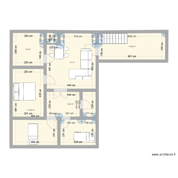 plan rdc2. Plan de 7 pièces et 83 m2