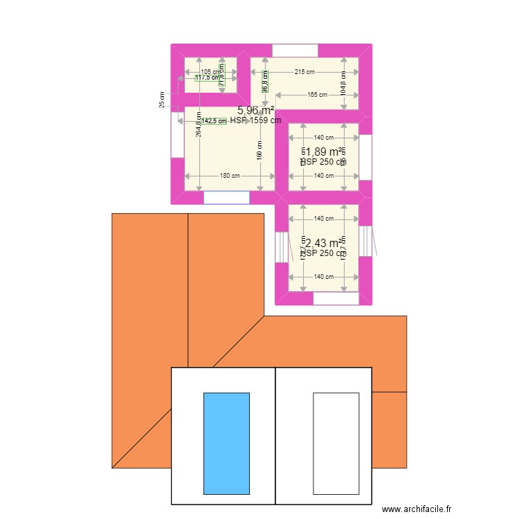 dot com. Plan de 3 pièces et 10 m2