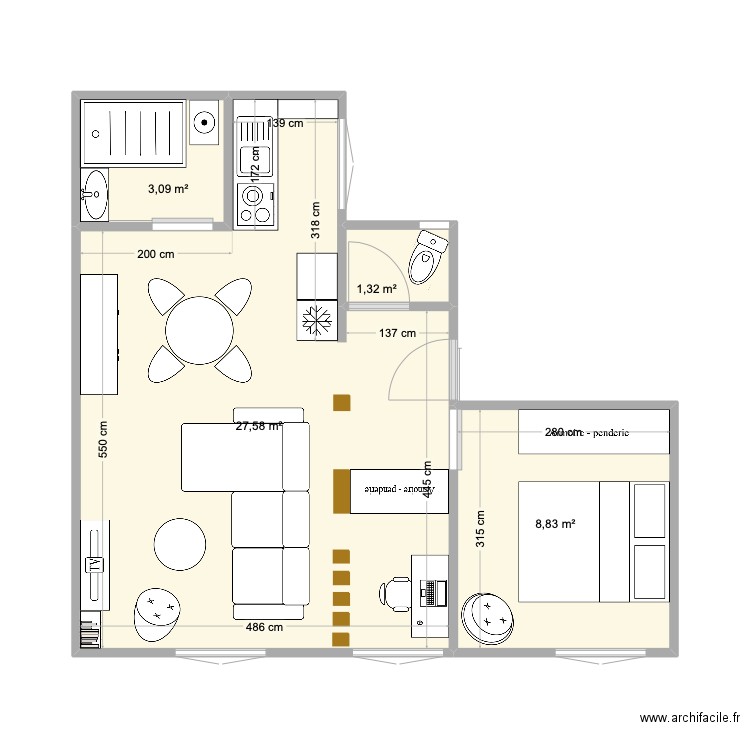 RP test. Plan de 4 pièces et 41 m2