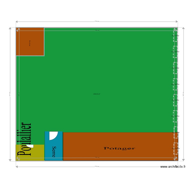 jardin. Plan de 1 pièce et 238 m2