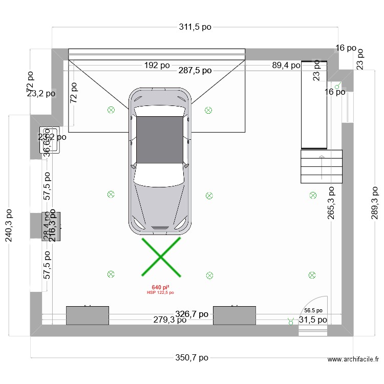 Garage. Plan de 1 pièce et 59 m2