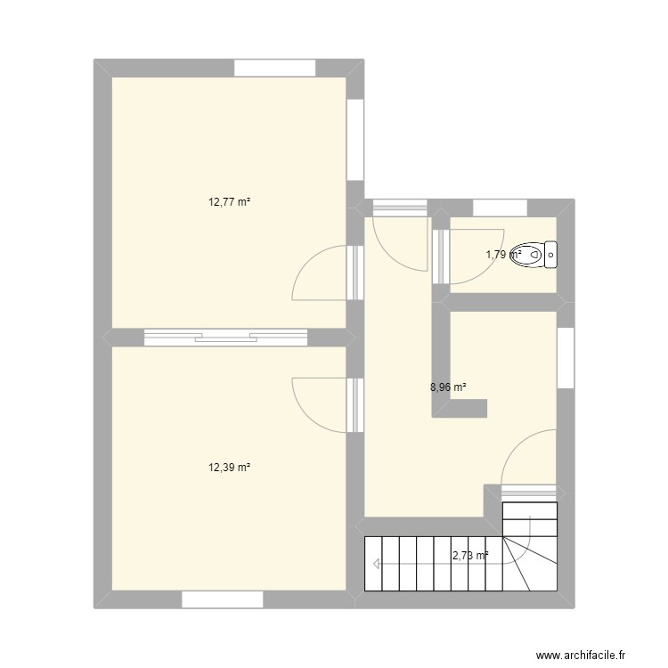 Plan RDC. Plan de 5 pièces et 39 m2