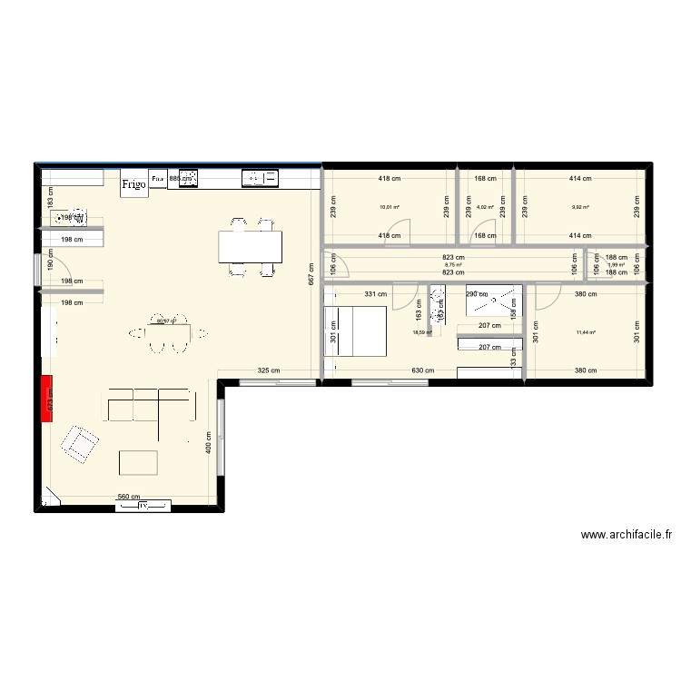 Projet LOUPIAC . Plan de 8 pièces et 146 m2