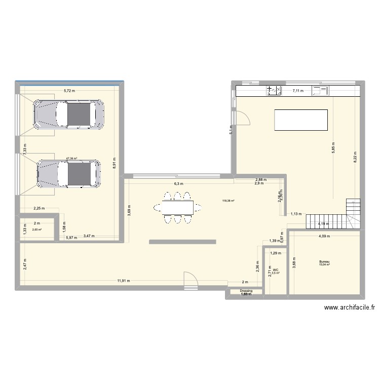 Maison. Plan de 6 pièces et 188 m2