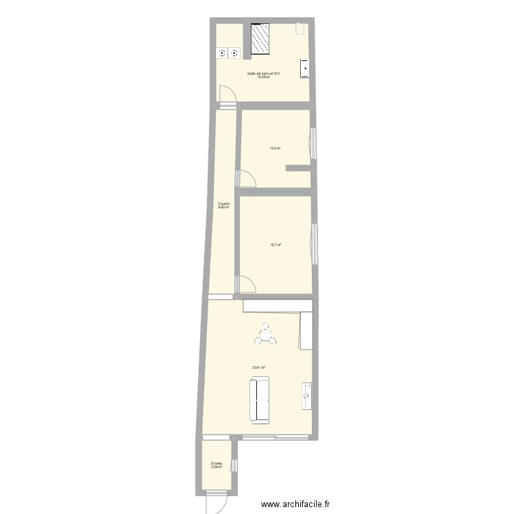 rez de cccccc. Plan de 6 pièces et 93 m2