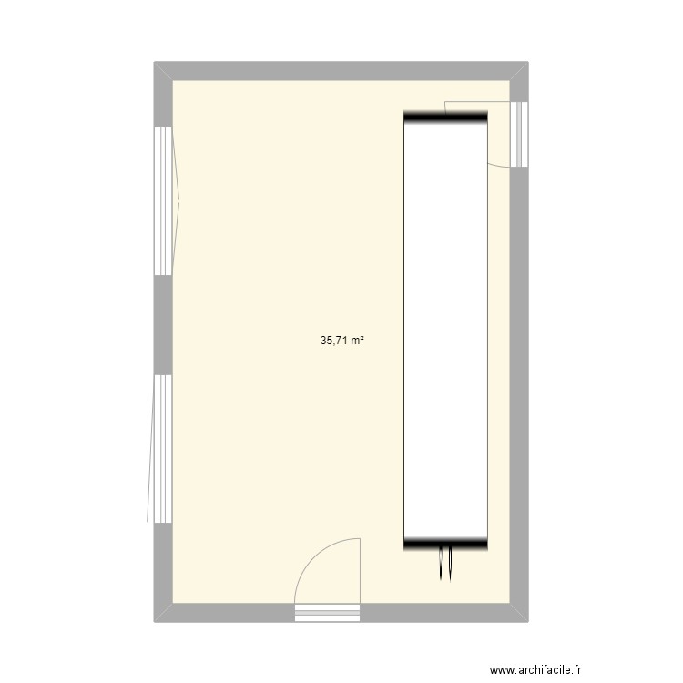 PLAN . Plan de 1 pièce et 36 m2