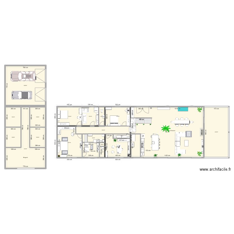 Villa Tarzan 35 test. Plan de 23 pièces et 605 m2