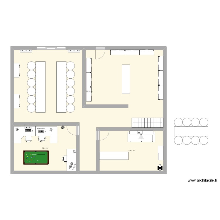 wdhd. Plan de 3 pièces et 117 m2