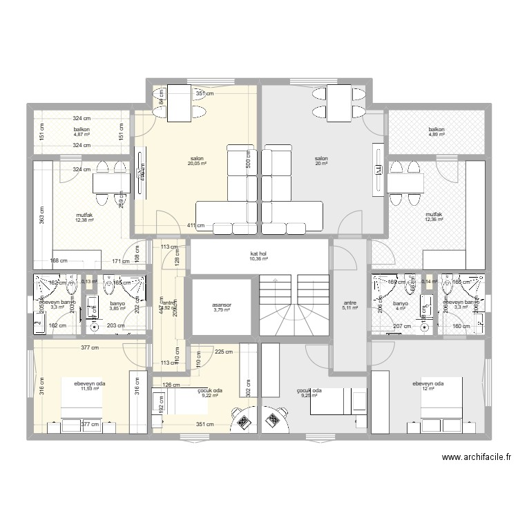  celaliye 1256/5 giris ve arakat kose teras. Plan de 20 pièces et 156 m2