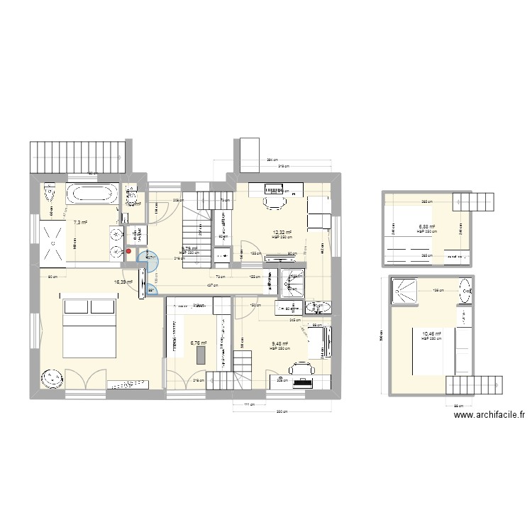 Rouret R+1 V20. Plan de 11 pièces et 81 m2