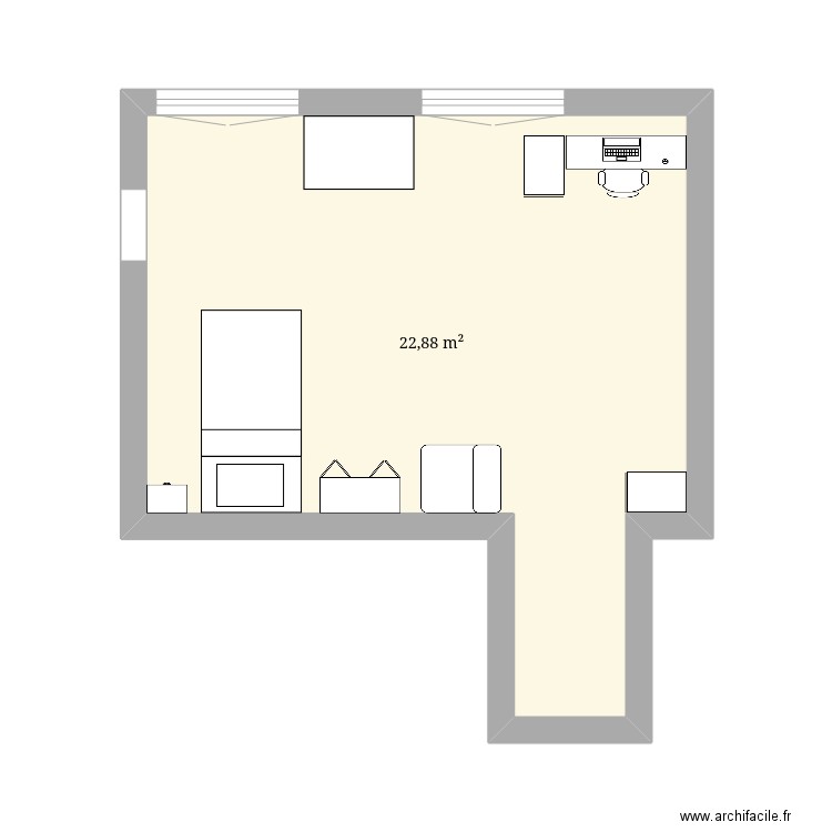 Chambre3209. Plan de 1 pièce et 23 m2