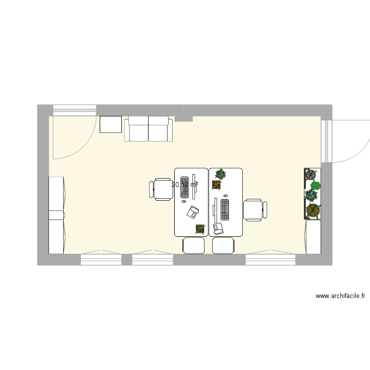 Bureau DJAS. Plan de 1 pièce et 20 m2