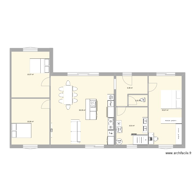 Plan Queyrac. Plan de 7 pièces et 111 m2