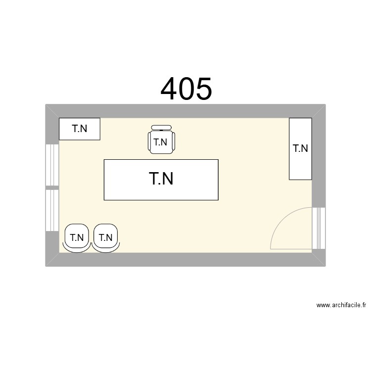 Bureau R 405 - T.NAUDIN. Plan de 1 pièce et 13 m2