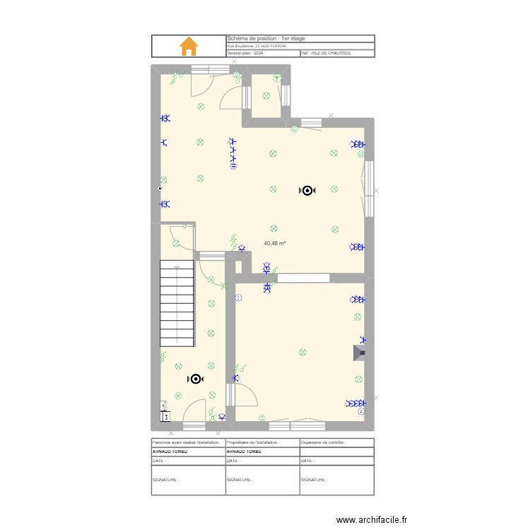 RDC - Elec. Plan de 3 pièces et 51 m2