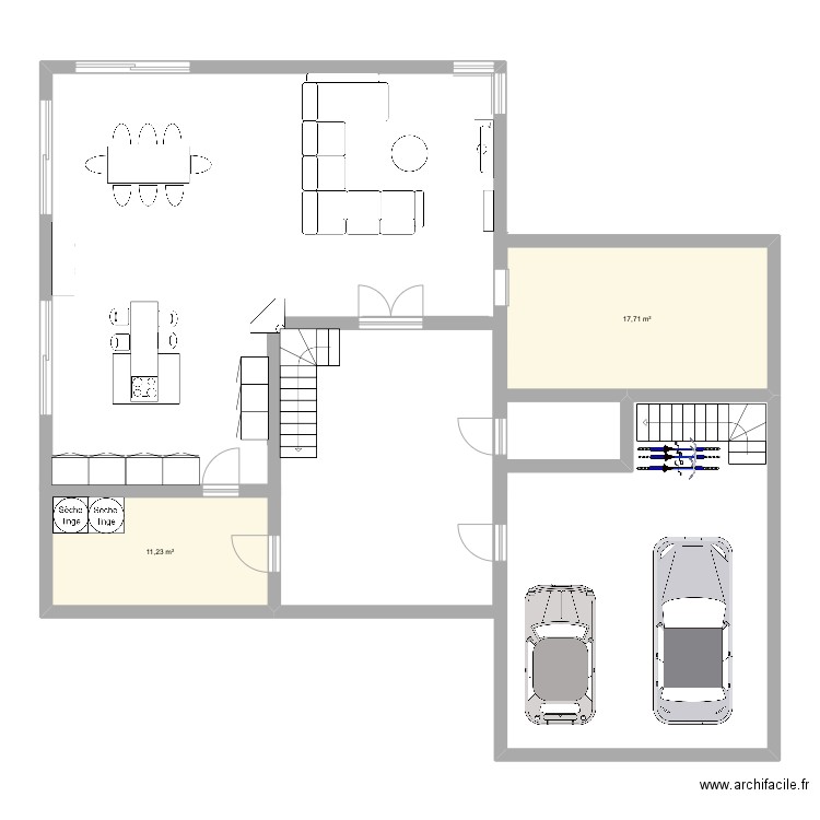 Maison. Plan de 2 pièces et 29 m2