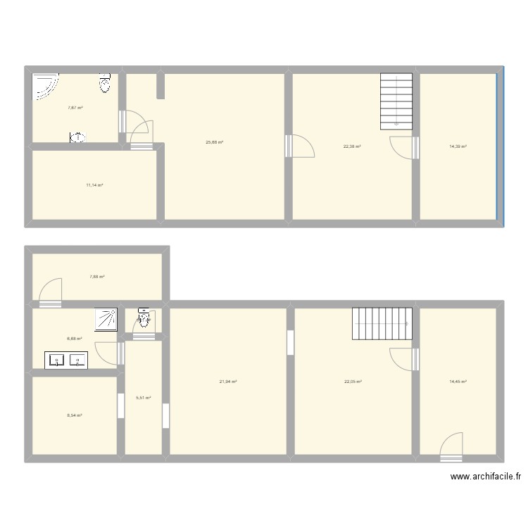 Maison. Plan de 13 pièces et 170 m2