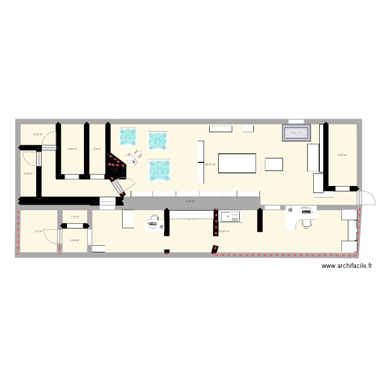 PLAN. Plan de 18 pièces et 122 m2