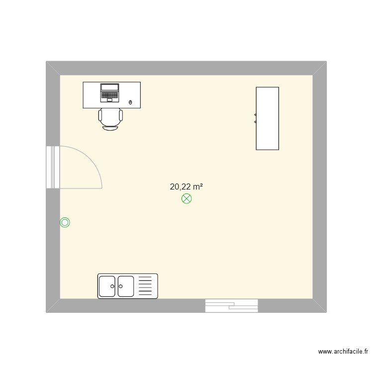 test. Plan de 1 pièce et 20 m2