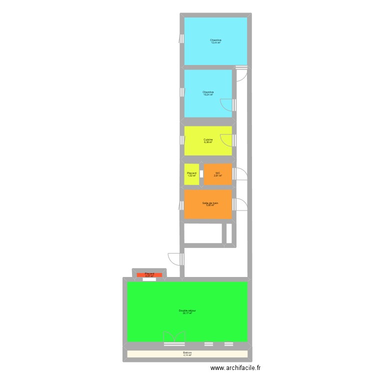 mouha. Plan de 9 pièces et 77 m2