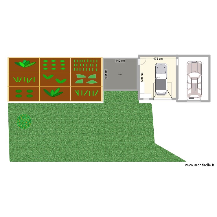 GARAGE. Plan de 2 pièces et 44 m2