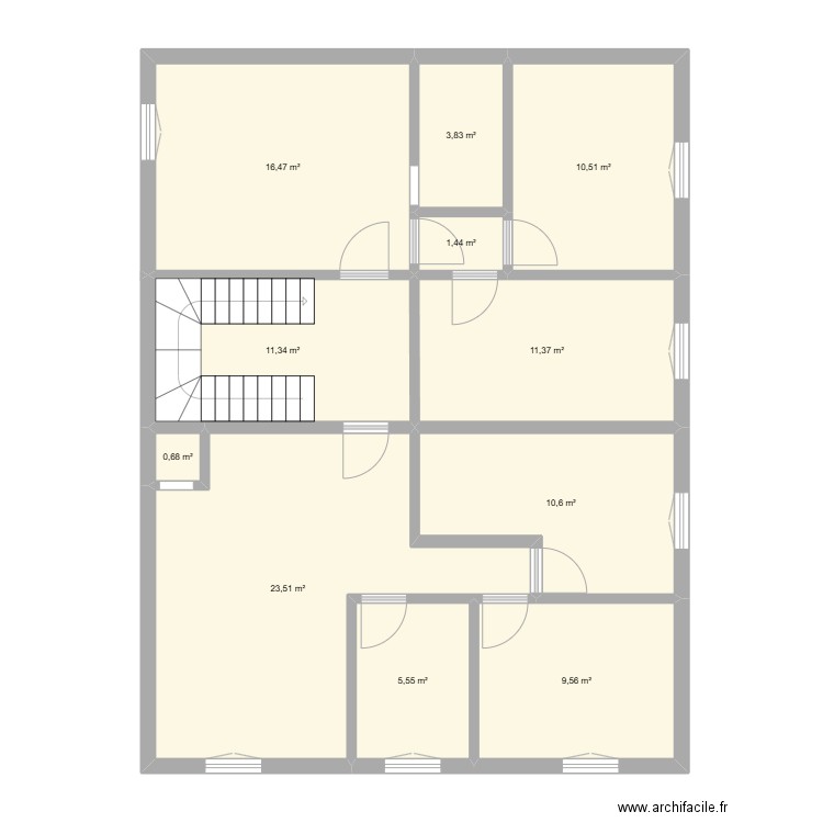 Cannet - 1° VIDE. Plan de 11 pièces et 105 m2