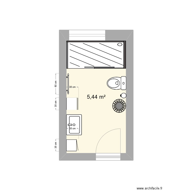 salle de bain 1. Plan de 1 pièce et 5 m2