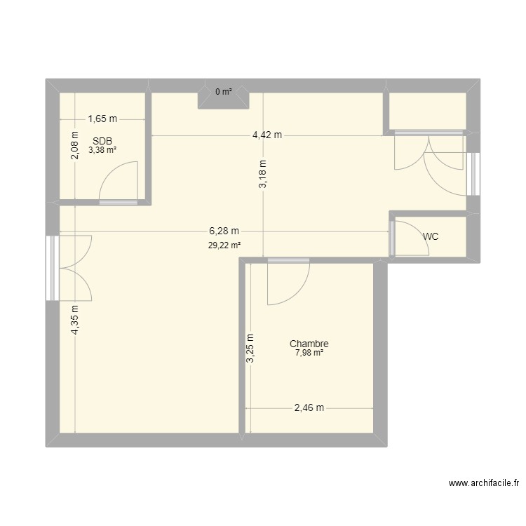 Apt le Royer. Plan de 6 pièces et 43 m2