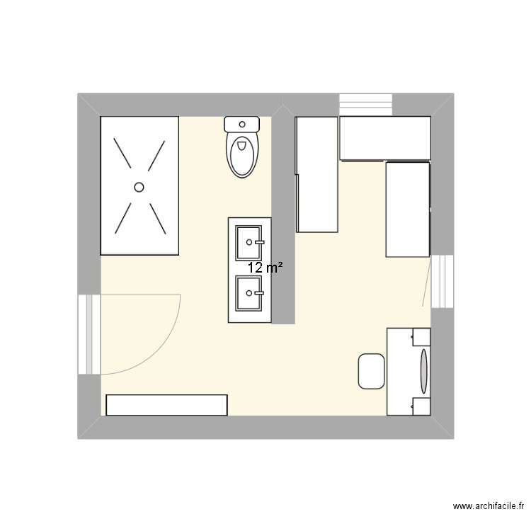 SALLE BAIN DU BAS. Plan de 1 pièce et 12 m2