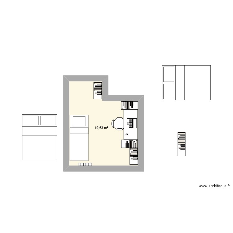 ma chambre 3. Plan de 1 pièce et 11 m2