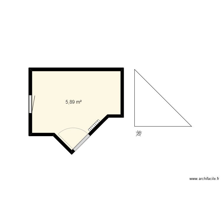 salle de bains fond de plan. Plan de 1 pièce et 6 m2