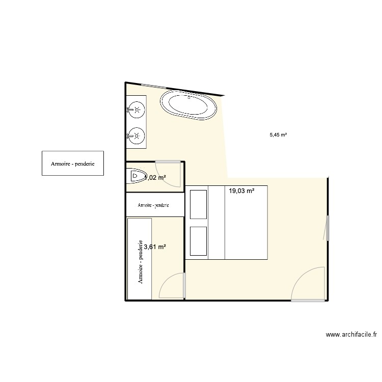 Watrelot nord. Plan de 3 pièces et 24 m2