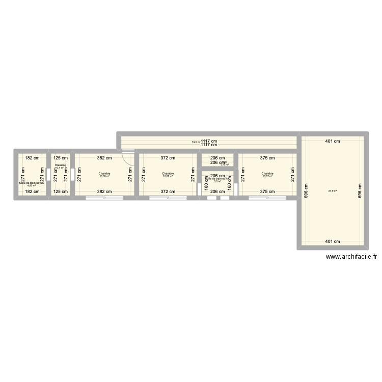 maison L. Plan de 9 pièces et 81 m2