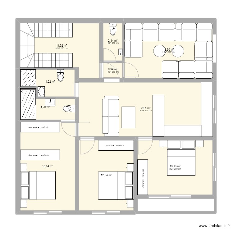 TIGUMI2. Plan de 10 pièces et 103 m2