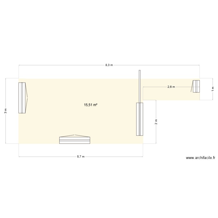 Extension Appert. Plan de 1 pièce et 16 m2