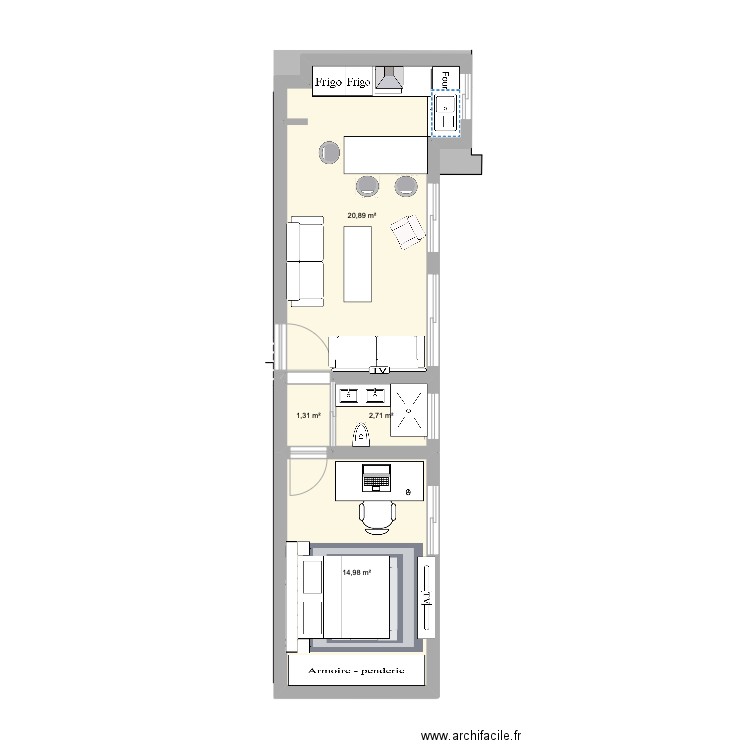 SPLENDID. Plan de 4 pièces et 40 m2