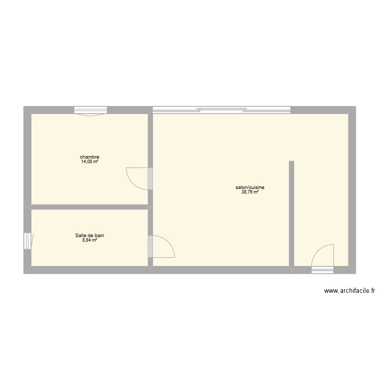 maison. Plan de 3 pièces et 62 m2