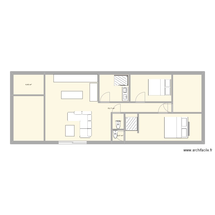 a suivre. Plan de 4 pièces et 86 m2