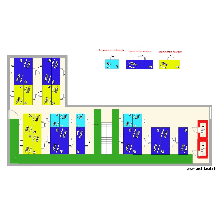 Open space ERP / CRM. Plan de 3 pièces et 195 m2