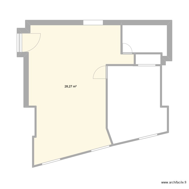 Appart 3. Plan de 1 pièce et 28 m2