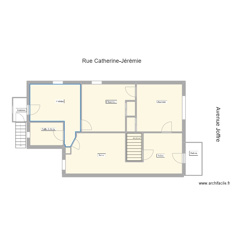 2e étage-salle de bain. Plan de 9 pièces et 82 m2