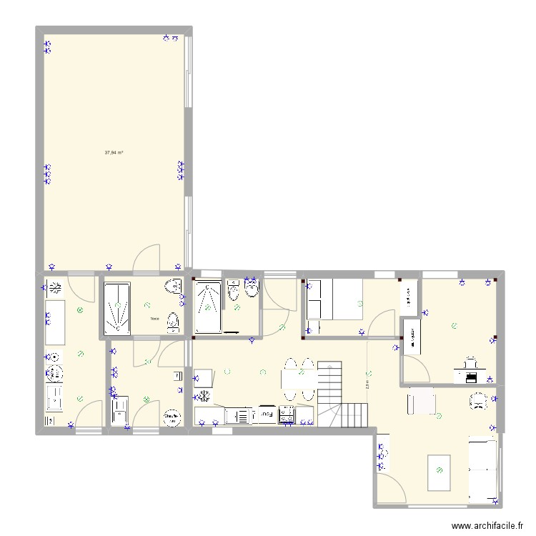 Plan électricité Tréflez. Plan de 11 pièces et 172 m2