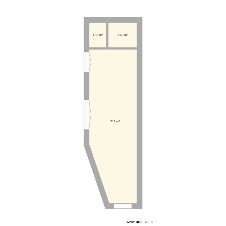 Cuisine. Plan de 3 pièces et 20 m2