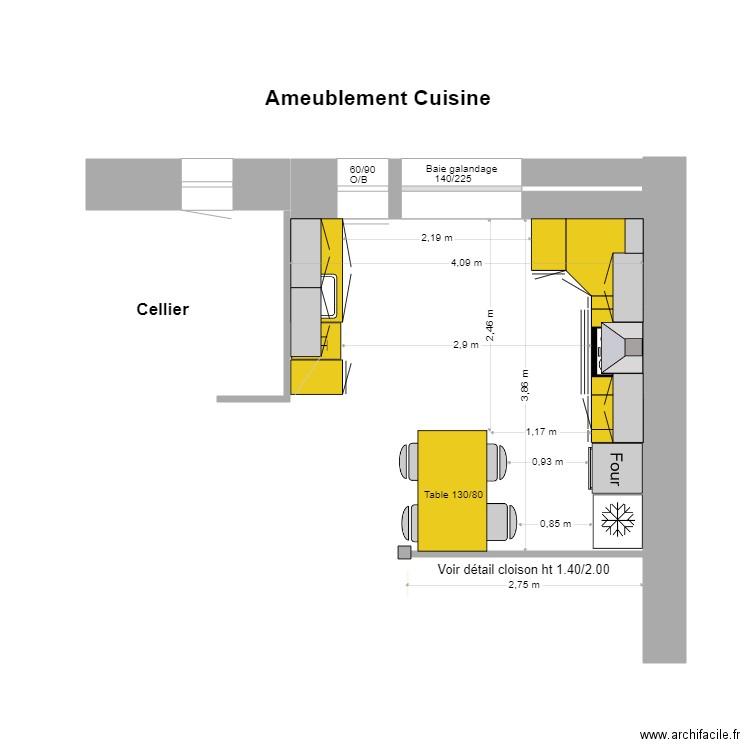 Ameublement cuisine 3. Plan de 0 pièce et 0 m2