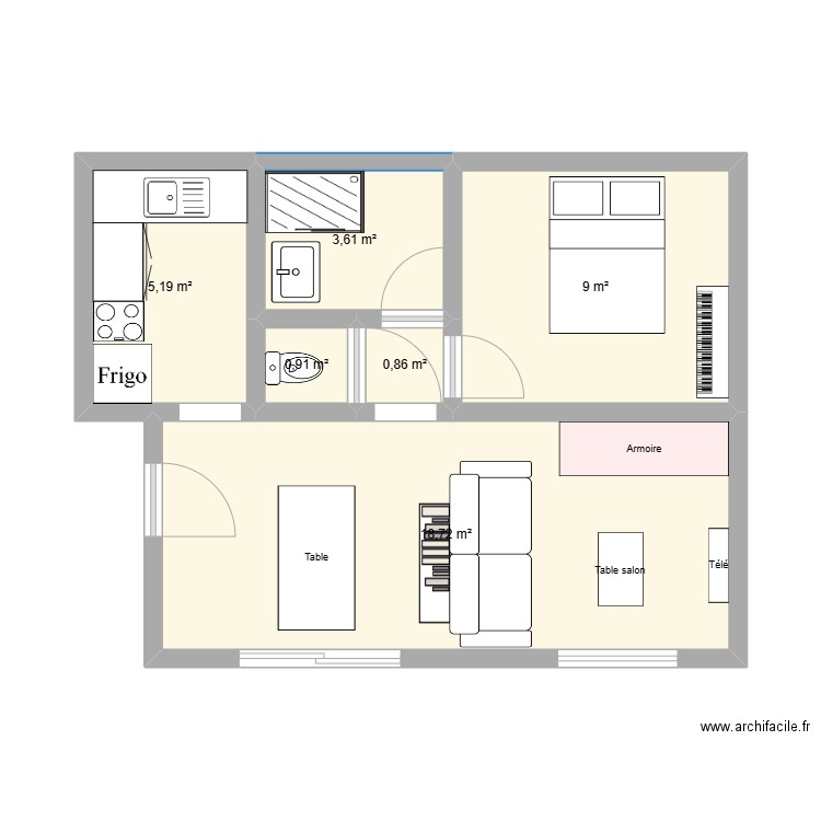 Massy. Plan de 6 pièces et 38 m2