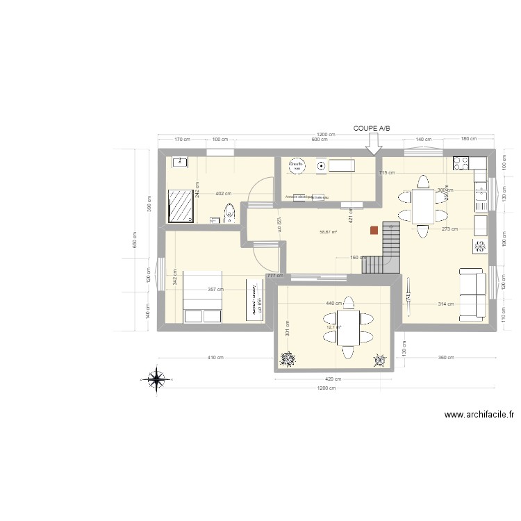 maison MEUSSIA.V2.1.. Plan de 4 pièces et 134 m2