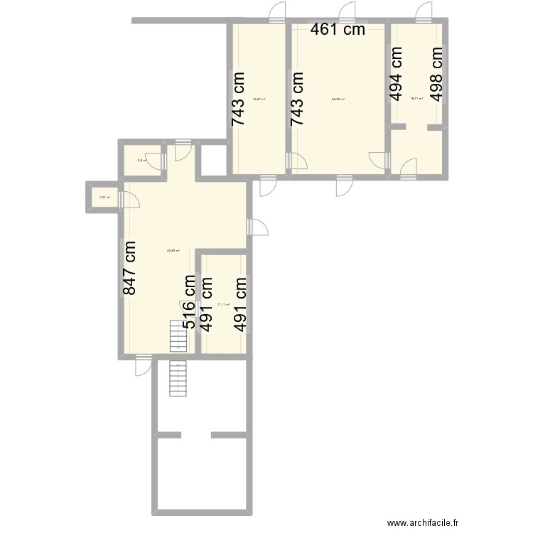 Plan dépendances. Plan de 7 pièces et 129 m2