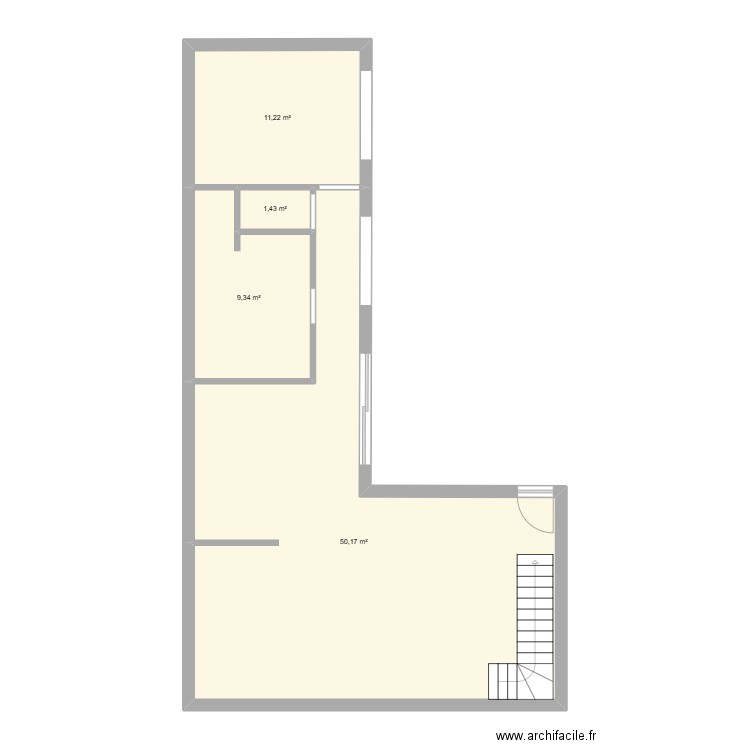 plan simple . Plan de 4 pièces et 72 m2