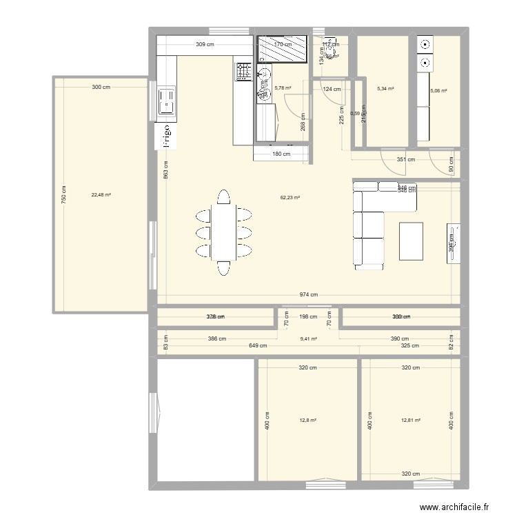 cassou. Plan de 12 pièces et 143 m2