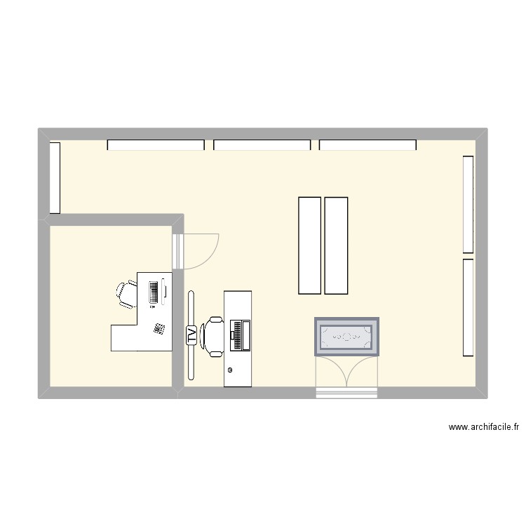 saga cosme. Plan de 2 pièces et 53 m2